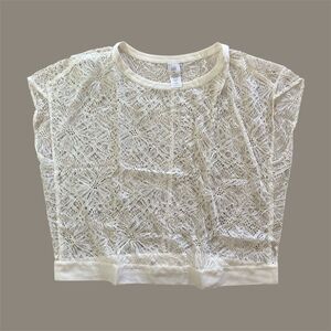 Cabi Women's Top Lace Ivory size XL Crew Neck Boho Style‎ Femme Vacation